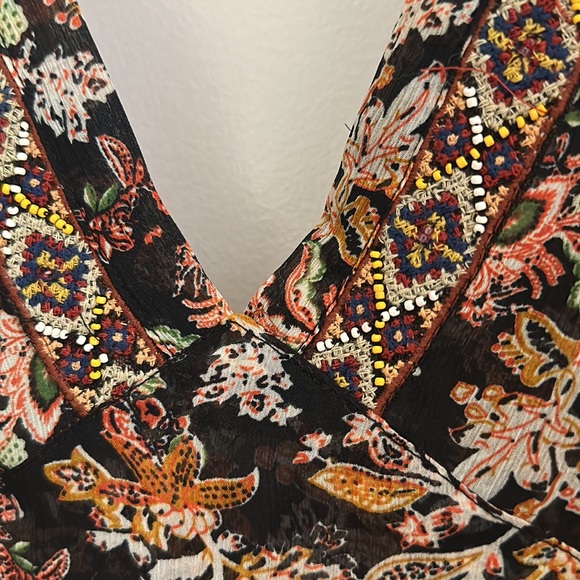 Zara beaded sheer floral maxi dress open back - Picture 4 of 6
